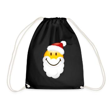 Smiley Glossy Santa - Drawstring Bag - black - Front