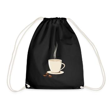 kaffee kaffeebecher becher kaffeebohne barista - Turnbeutel - Schwarz - Vorne