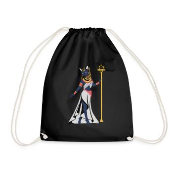 Göttin Bastet Katzenform - Altes Ägypten - Katze - Turnbeutel - Schwarz - Vorne