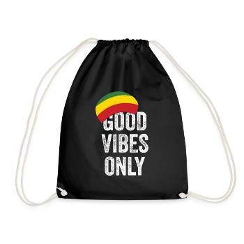 Good Vibes Nur Reggae Hut Reggae Rastafari Jamaika - Turnbeutel - Schwarz - Vorne
