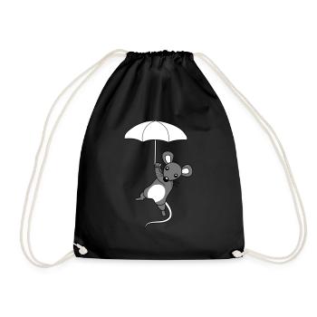 Cute Flying Mouse - Drawstring Bag - black - Front