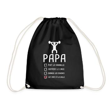 Papa musclé musculation fête des pères muscu - Sac de sport léger - noir - Devant