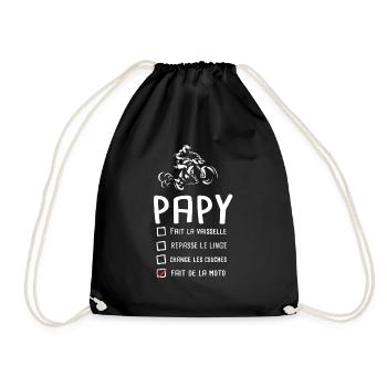 Papy motard biker moto fête des pères cadeau drôle - Sac de sport léger - noir - Devant