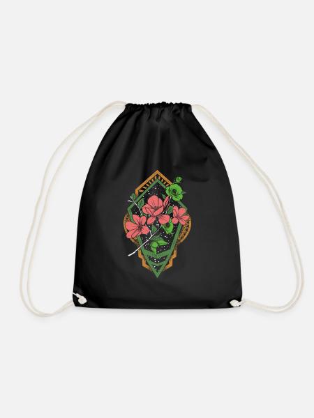 Persian dream flower - Drawstring Bag - black