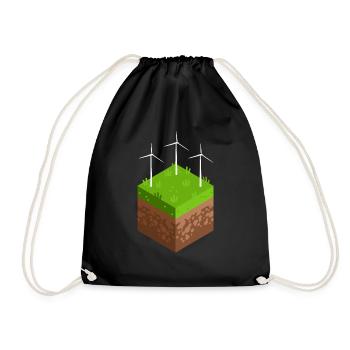 Energy transition with wind turbine - Drawstring Bag - black - Front