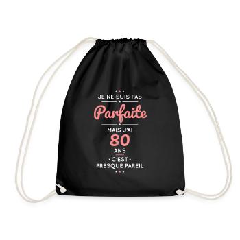Anniversaire 80 ans - Pas parfaite mais 80 ans - Sac de sport léger - noir - Devant