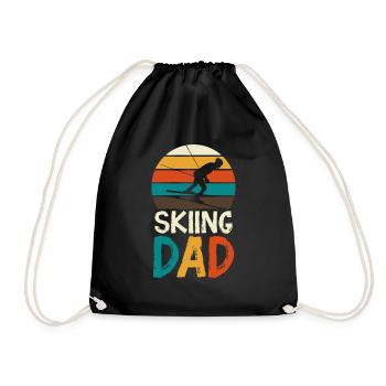 Skiing Ski Skiers Biathlon Snow Winterspor - Drawstring Bag - black - Front