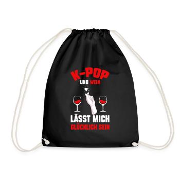 Wein K-pop - Turnbeutel - Schwarz - Vorne