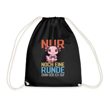 Lustiger Gaming Axolotl - Gamer Computerspiele - Turnbeutel - Schwarz - Vorne