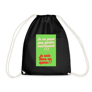 Je ne peux pas parler maintenant. je suis un apéri - Sac de sport léger - noir - Devant