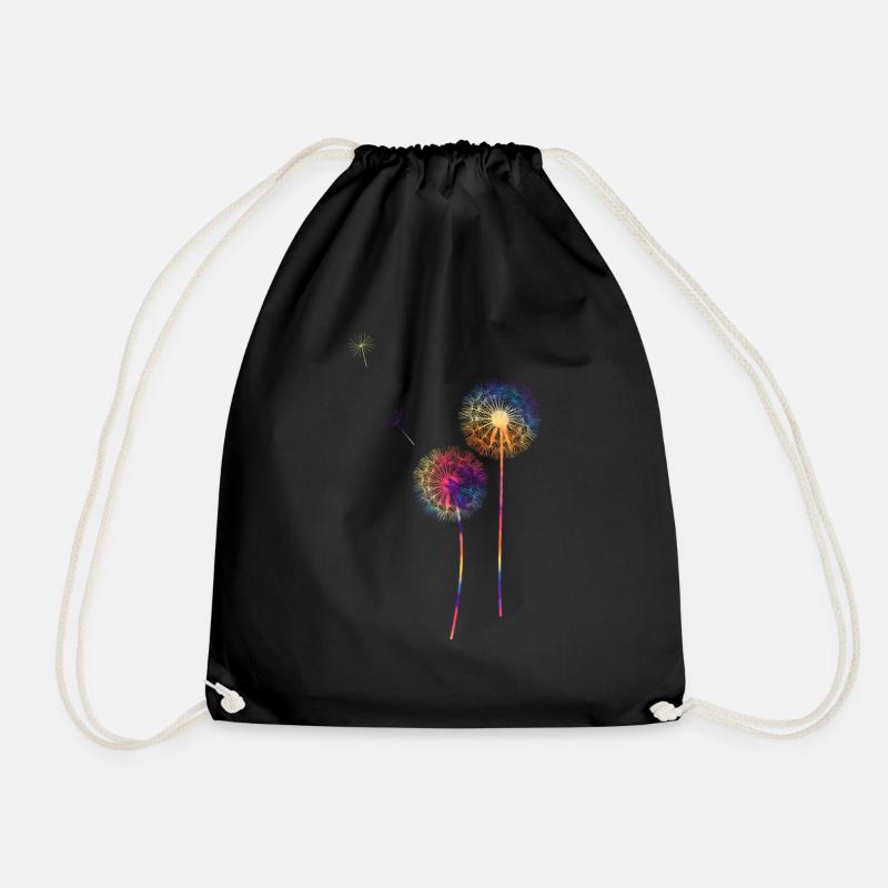 Bunte Pusteblume | Löwenzahn Blume Frühling Sommer - Turnbeutel - Schwarz
