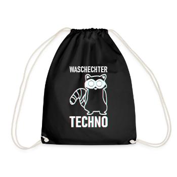 Trippy Techno Waschbär - Waschechter Techno - Turnbeutel - Schwarz - Vorne