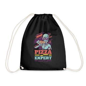 Pizza Expert Alien Space Universe - Drawstring Bag - black - Front