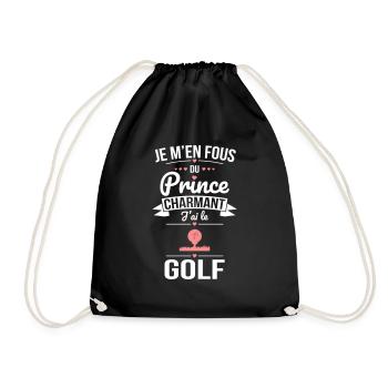 Je m'en fous du prince charmant - J'ai le golf - Sac de sport léger - noir - Devant