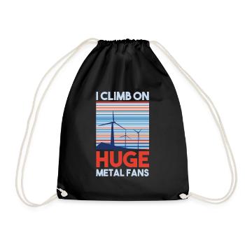 Wind turbine technician wind farm wind power - Drawstring Bag - black - Front