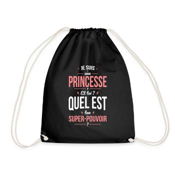 Je suis une princesse - Super-pouvoir - Sac de sport léger - noir - Devant