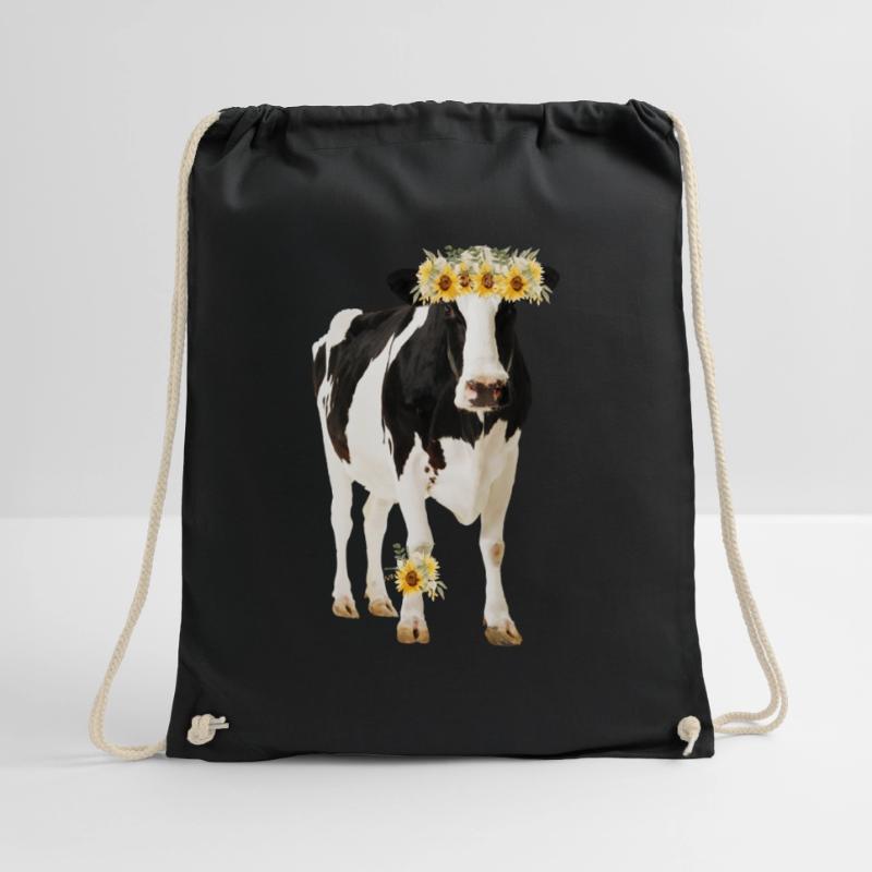 Vache Holstein avec des fleurs Sac de sport léger