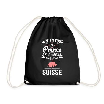 Fous du prince charmant sauf s'il est Suisse - Sac de sport léger - noir - Devant