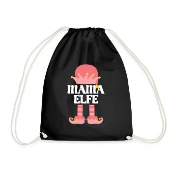 Mutter Elfe Mama Elf Geschenk - Turnbeutel - Schwarz - Vorne