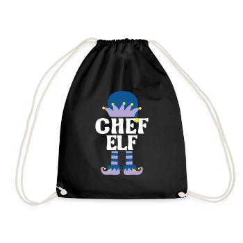 Weihnachten Elf Elf Koch Geschenk - Turnbeutel - Schwarz - Vorne