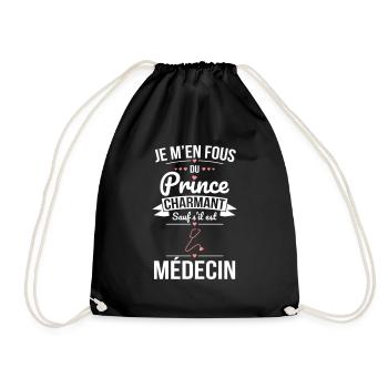 Fous du prince charmant sauf s'il est médecin - Sac de sport léger - noir - Devant
