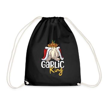 Knoblauch Knoblauchbrot Geschenk - Turnbeutel - Schwarz - Vorne