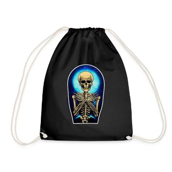 Skeleton style acrylic paint - skateboard - Drawstring Bag - black - Front