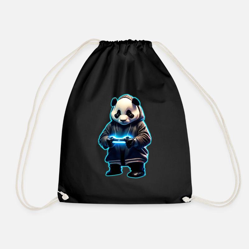 Panda Gamer - Turnbeutel - Schwarz