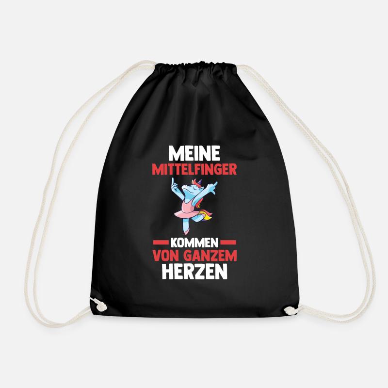 Mittelfinger Einhorn - Turnbeutel - Schwarz