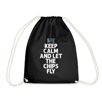 Woodturning Woodturning Wood Lathe Lathe - Drawstring Bag - black - Front