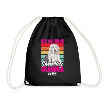 Old English Sheepdog Sheepie Bobtail - Drawstring Bag - black - Front