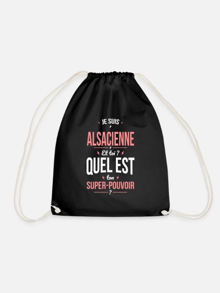 Je suis Alsacienne - Super-pouvoir - Cadeau Humour - Sac de sport léger - noir