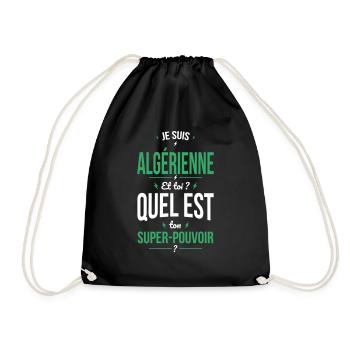 Je suis Algérienne - Super-pouvoir - Cadeau Humour - Sac de sport léger - noir - Devant
