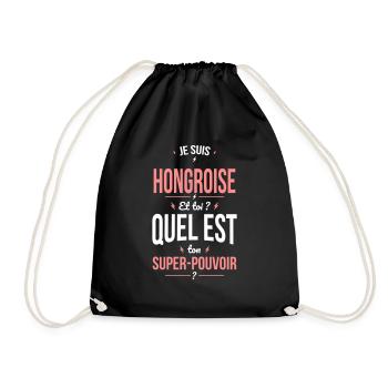 Je suis Hongroise - Super-pouvoir - Cadeau Humour - Sac de sport léger - noir - Devant