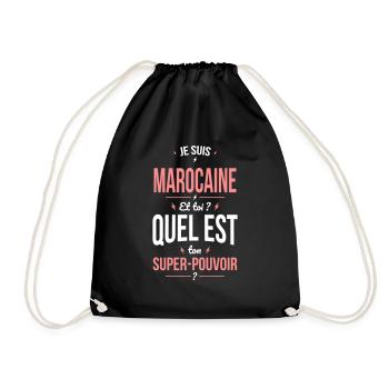 Je suis Marocaine - Super-pouvoir - Cadeau Humour - Sac de sport léger - noir - Devant