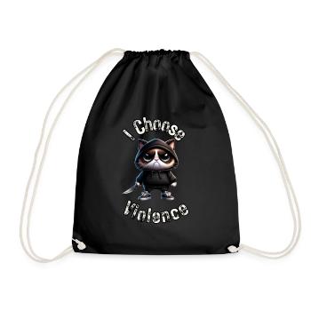 I Choose Violence Cat I Cat Lover I Anti Social - Drawstring Bag - black - Front