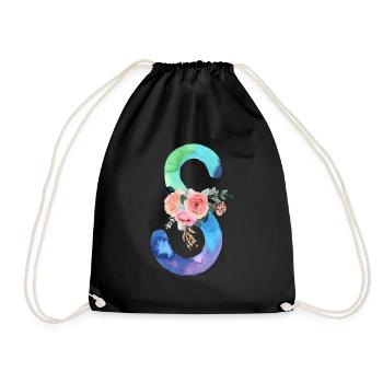 Letter S watercolor - Drawstring Bag - black - Front