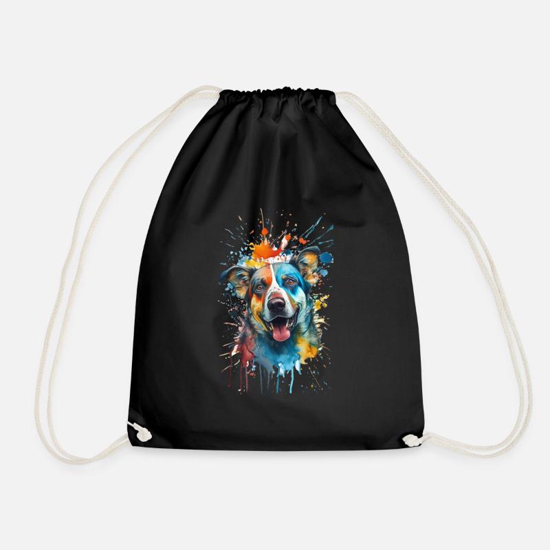 Spash motif for all dog lovers - Drawstring Bag - black