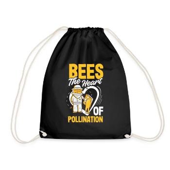Beekeeper Heartbeat Honeycomb Love Pollination - Drawstring Bag - black - Front