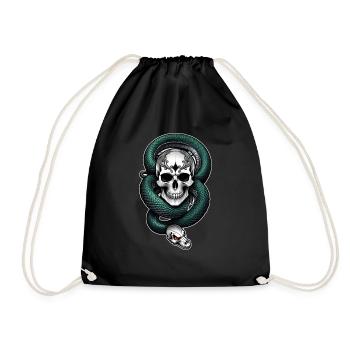 serpent squelette et tatouage - Sac de sport léger - noir - Devant