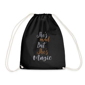 She's Mad but She's Magic: Expressive girls Gifts - Drawstring Bag - black - Front