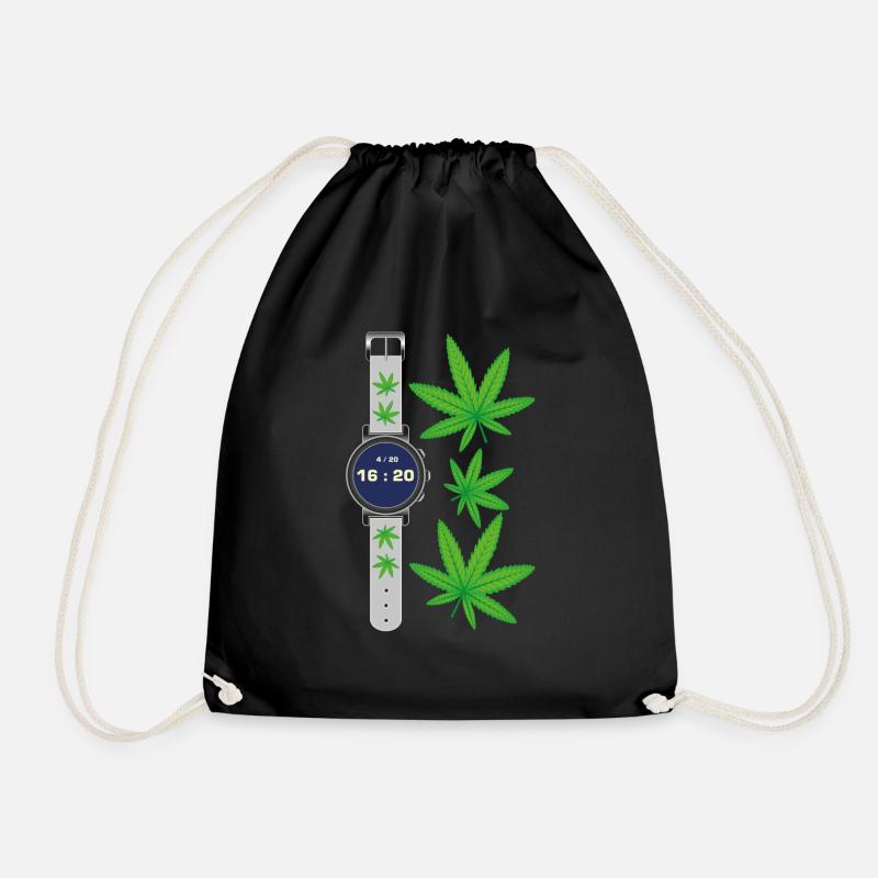 Cannabis Leaves 16:20 - Drawstring Bag - black