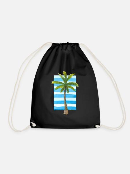 a palm tree already makes a summer - Drawstring Bag - black