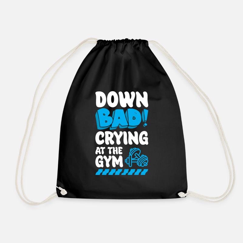 Down Bad - Crying At The Gym - Drawstring Bag - black