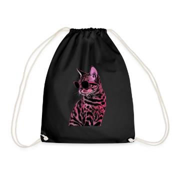 Bengalkatze-Sonnenbrille Geschenk - Turnbeutel - Schwarz - Vorne