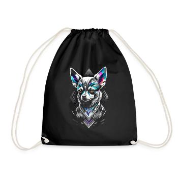 Blauer geometrischer Chihuahua Hund - Turnbeutel - Schwarz - Vorne