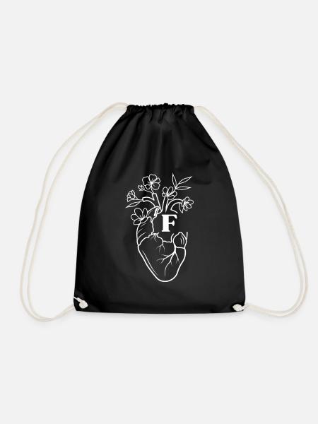 Buchstabe f Herz weiß Blumen Anatomie - Turnbeutel - Schwarz
