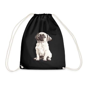 Mops Welpe - Turnbeutel - Schwarz - Vorne