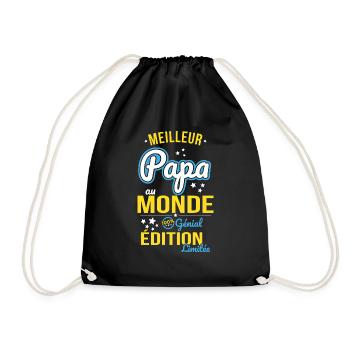 Best Dad in the World - 100% awesome - Drawstring Bag - black - Front