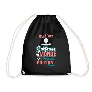 World's Best Female Golfer - 100% Awesome - Drawstring Bag - black - Front